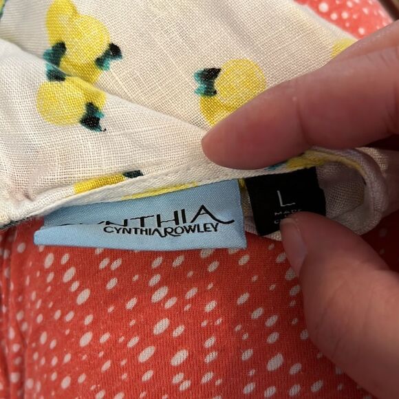 Cynthia rowley linen lemon blouse L - Picture 6 of 7